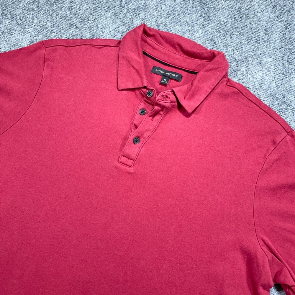 Banana Republic Polo Shirt Mens XL‎ Red Short Sleeve Embroidered Casual Stretch